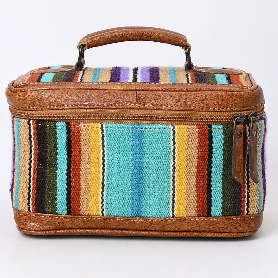American Darling Western Jewelry Case – Hand-Woven Saddle Blanket with Genuine Leather Trim – Travel Organizer Box for Accessories