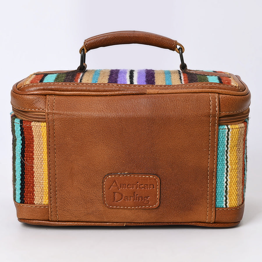 American Darling Western Jewelry Case – Hand-Woven Saddle Blanket with Genuine Leather Trim – Travel Organizer Box for Accessories