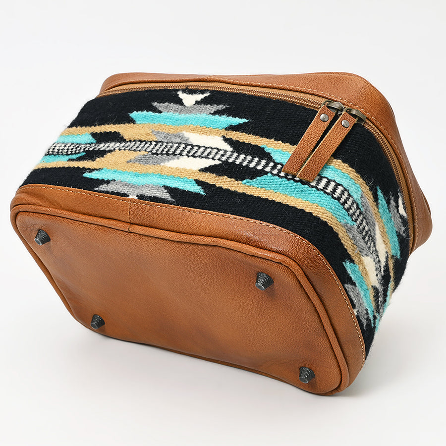 American Darling Western Jewelry Case – Hand-Woven Saddle Blanket with Genuine Leather Trim – Travel Organizer Box for Accessories