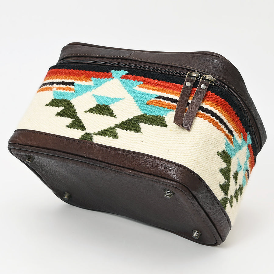 American Darling Western Jewelry Case – Hand-Woven Saddle Blanket with Genuine Leather Trim – Travel Organizer Box for Accessories