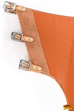 Hilason Western Bull Riding Chinks Chaps Adult Pro Rodeo Bronc Leather Tan