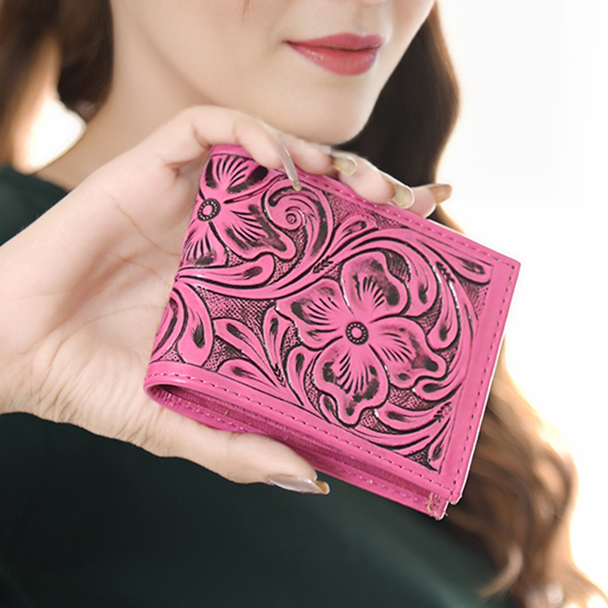 American Darling Wallet Hand Tooled Genuine Leather Women Bag Western Handbag Purse
