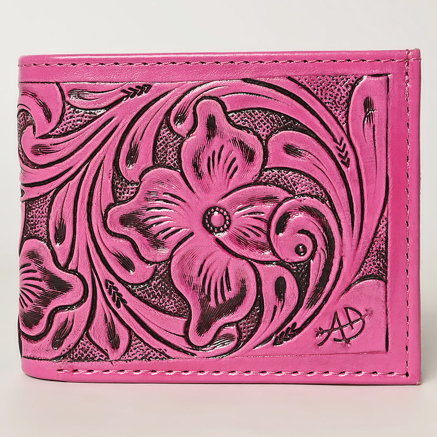 American Darling Western Bifold Wallet Handcrafted from Tooled Genuine Leather | Floral Carved Design with Multiple Card Slots