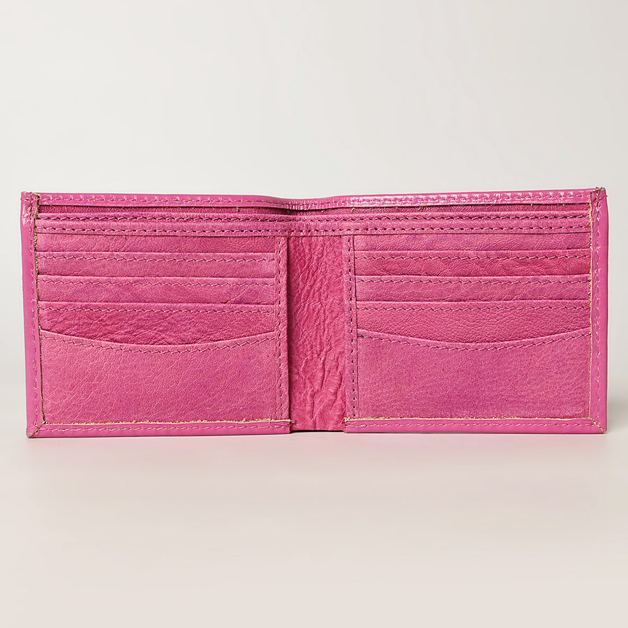American Darling Western Bifold Wallet Handcrafted from Tooled Genuine Leather | Floral Carved Design with Multiple Card Slots