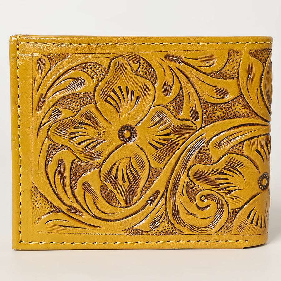 American Darling Western Bifold Wallet Handcrafted from Tooled Genuine Leather | Floral Carved Design with Multiple Card Slots