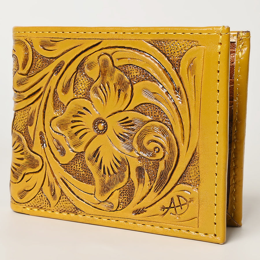 American Darling Hand Tooled Leather Bifold Wallet | Floral Carved Purse - Uhorse
