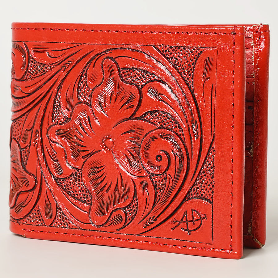 American Darling Hand Tooled Leather Bifold Wallet | Floral Carved Purse - Uhorse