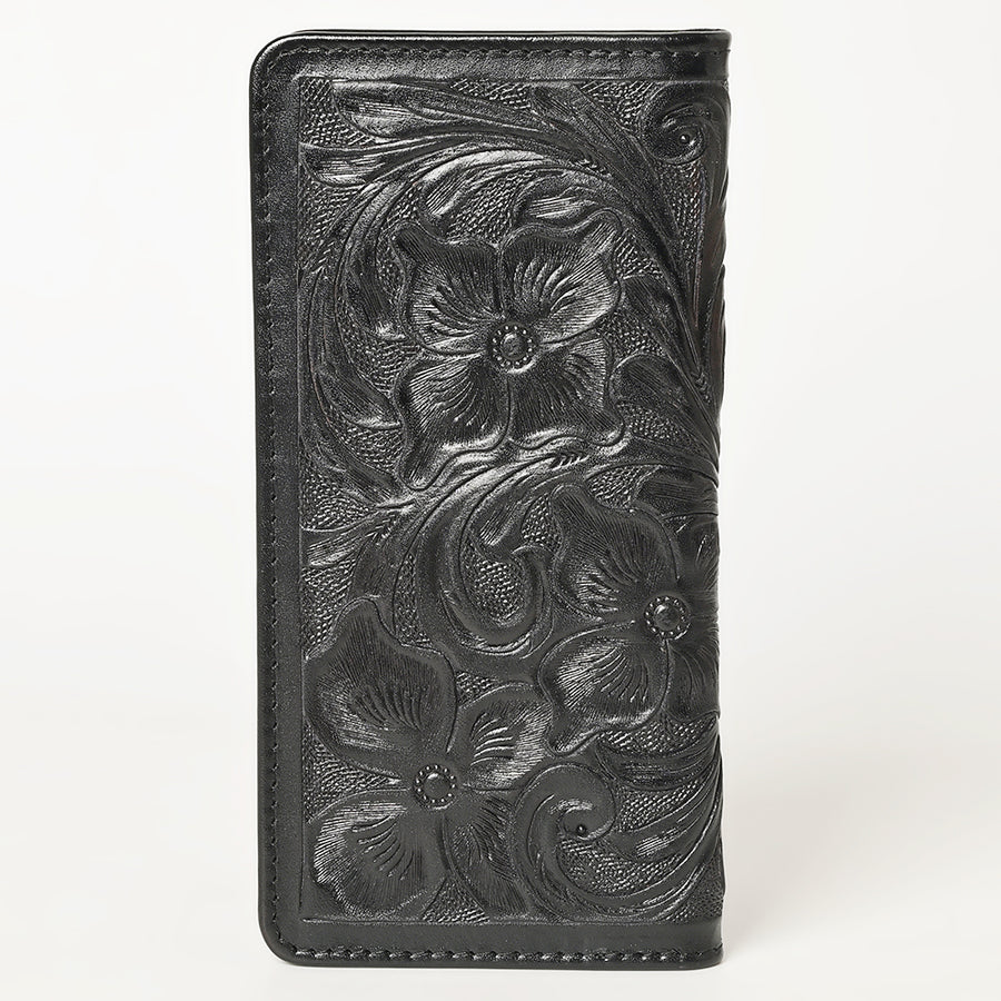 American Darling Hand-Tooled Genuine Leather Wallet Handbag – Floral Carved Western Women’s Wallet with Card Slots & Bill Compartments