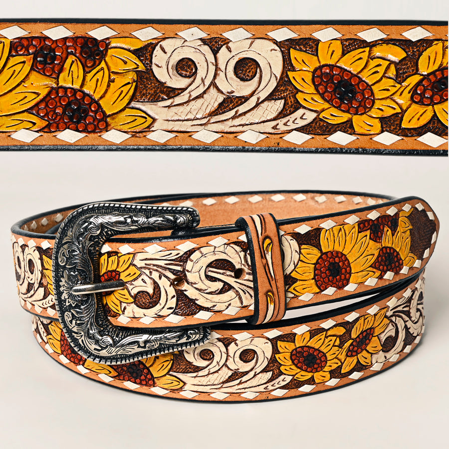 Beautifully Hand Tooled Hand Painted Genuine American Leather Belt Men and Women - Uhorse
