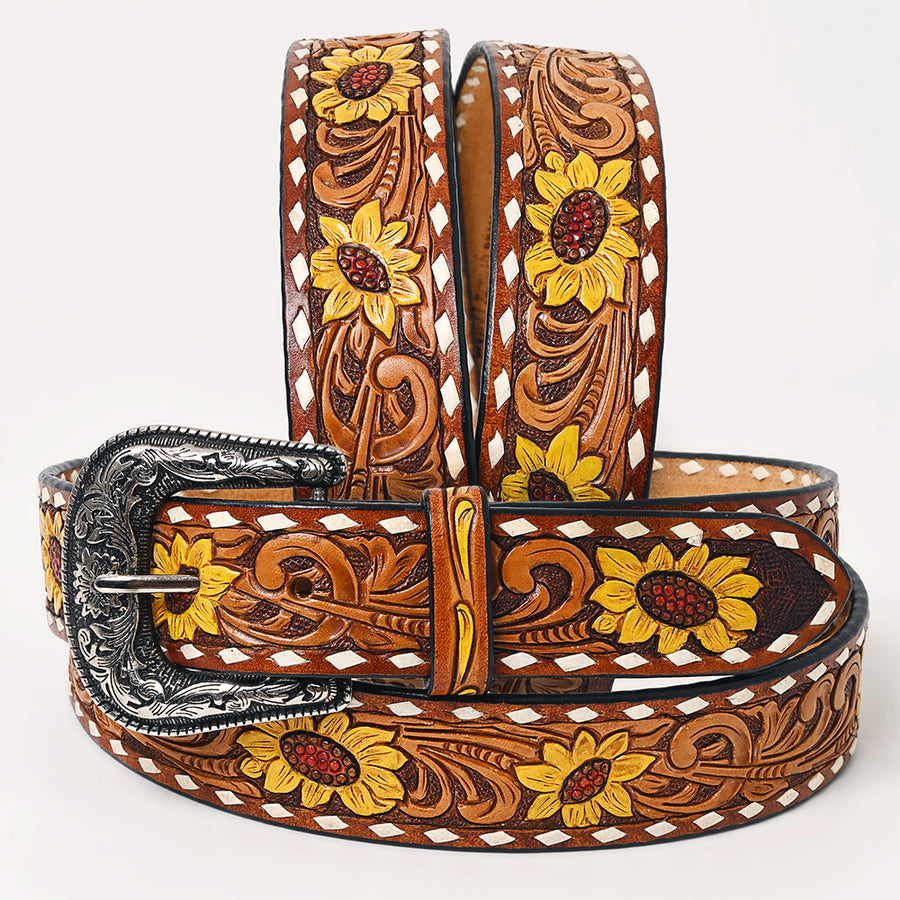 Beautifully Hand Tooled Hand Painted Genuine American Leather Belt Men and Women Bling - Uhorse