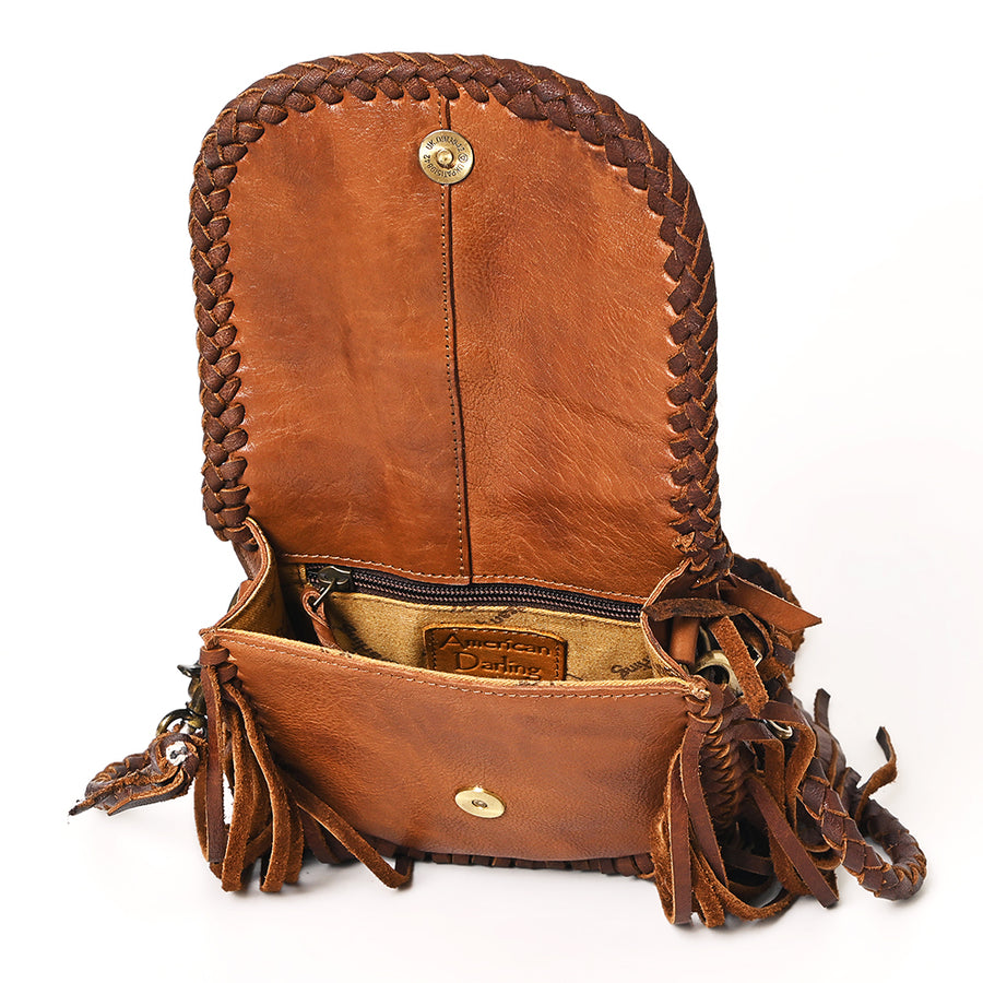 American Darling Cross body Bag Western Genuine Leather Handcrafted Purse with Turquoise Stone and Braided Detail