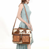 American Darling Briefcase Hair On Genuine Leather Women Bag Western Handbag Purse