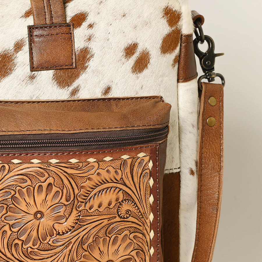 American Darling Tote Bag, Western Genuine Leather Hair-On Cowhide Handcrafted Purse with YKK Zipper, 16in Wide