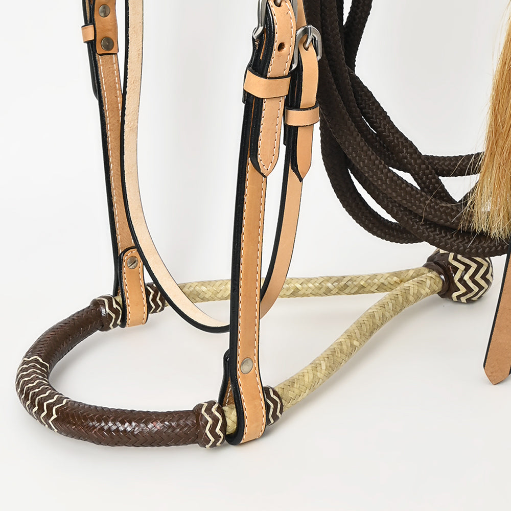 Hilason Western Horse Beautiful Noseband Tack American Leather Rein with Bosal Set