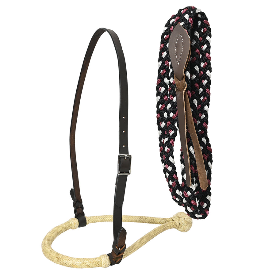 Hilason Western Horse Beautiful Noseband Tack Genuine Leather Reins with Bosal Set - Uhorse