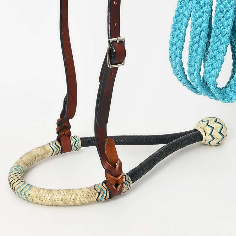 HILASON Western Horse Beautiful Noseband Tack Genuine Leather Reins with Bosal Set | Reins