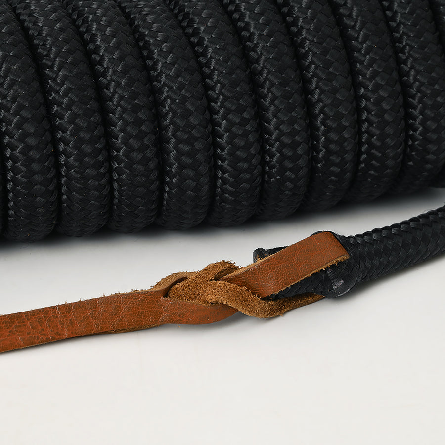 14 ft & 25 ft. Hilason Western Horse Nylon Lead Rope w/ snap and Latigo Ends Black & Brown | Lead Rope for Horses