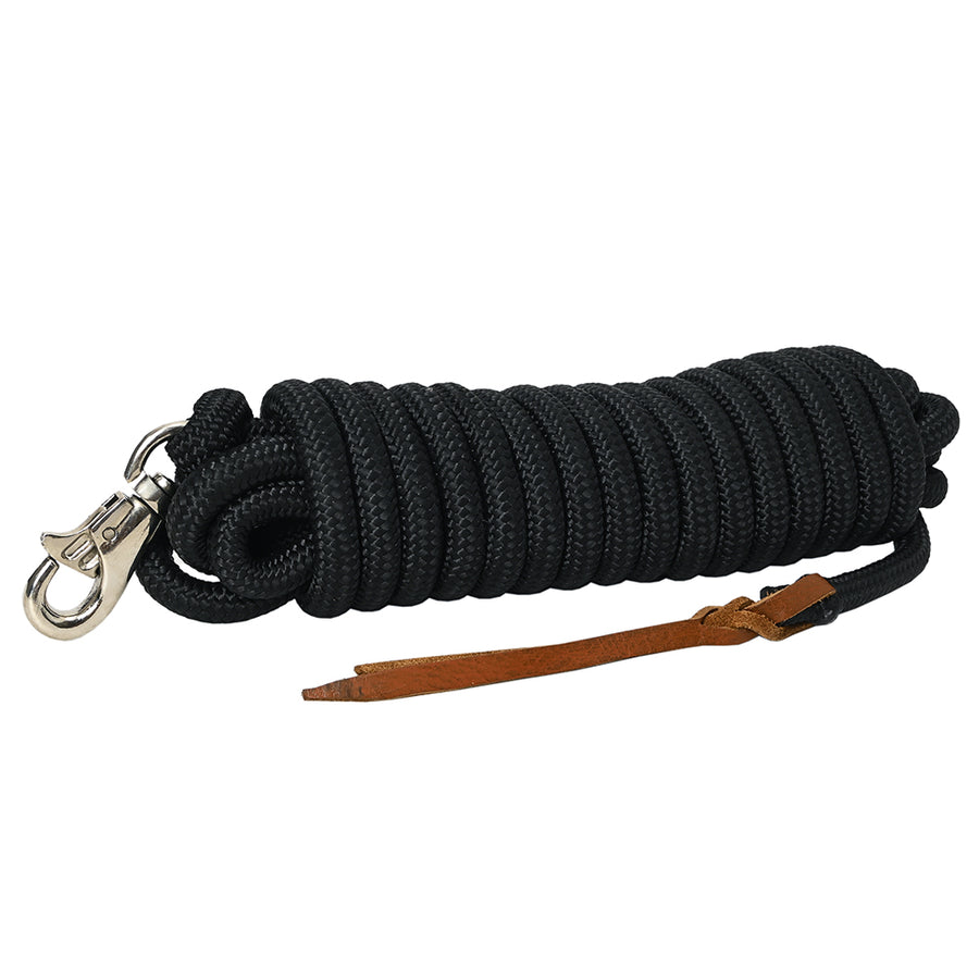 14 ft. Hilason Western Horse Nylon Lead Rope with snap and Latigo Ends Black - Uhorse