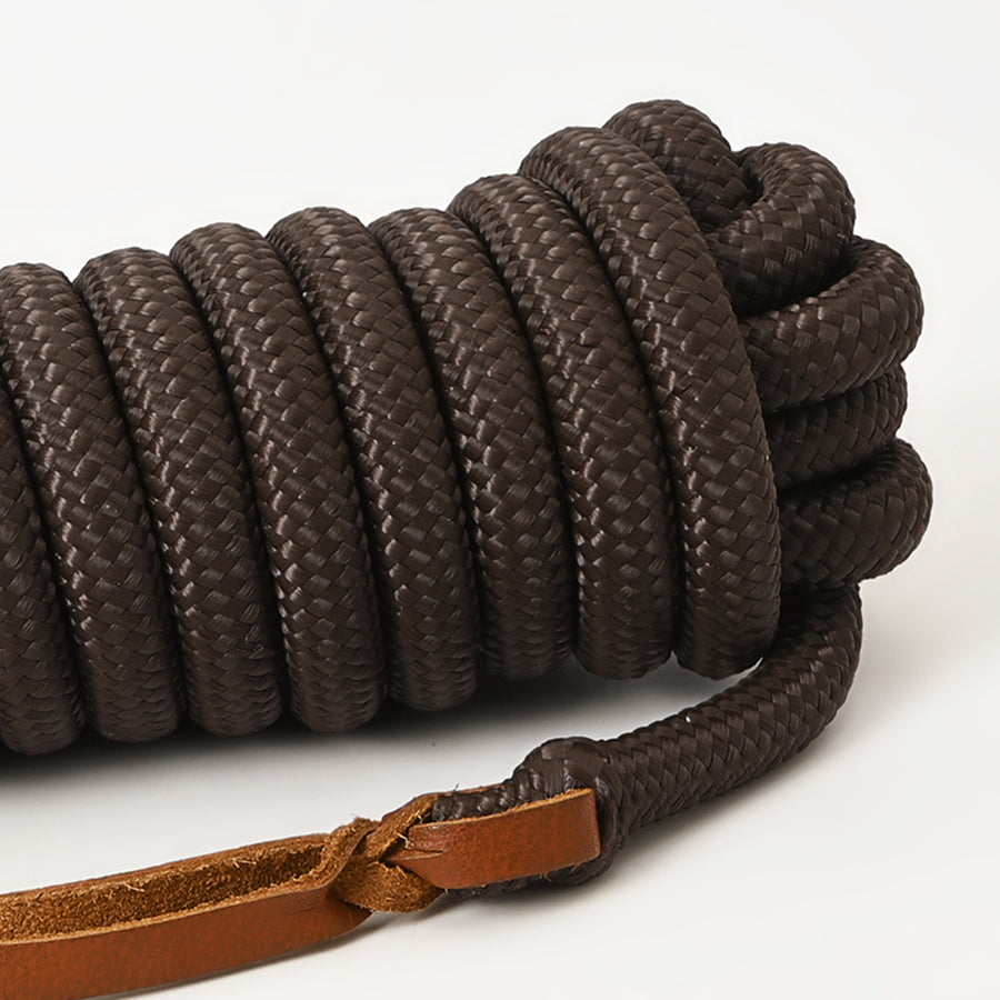 14 ft & 25 ft. Hilason Western Horse Nylon Lead Rope w/ snap and Latigo Ends Black & Brown | Lead Rope for Horses