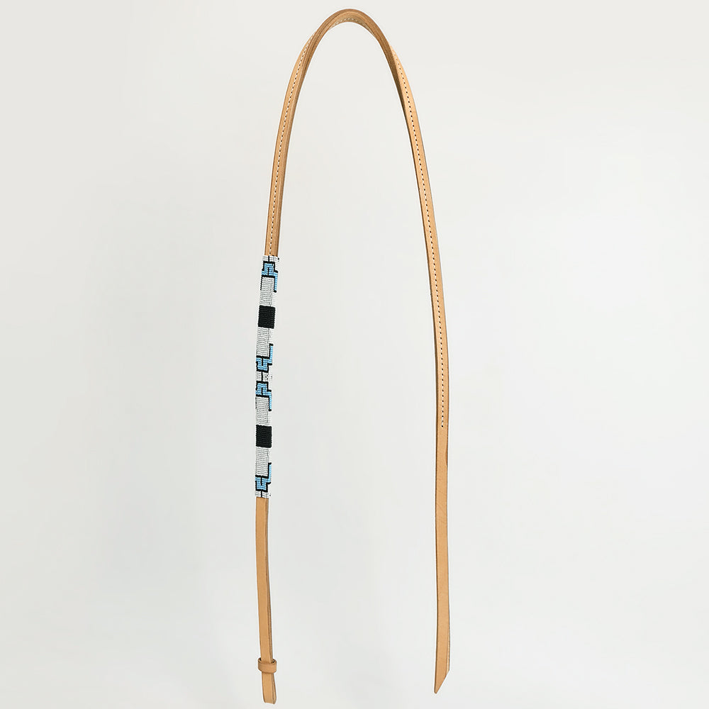 5 Ft Hilason Western Horse Beautiful Beaded Overlay American Leather Whip Tan