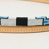 5 Ft Hilason Western Horse Beautiful Beaded Overlay American Leather Whip Tan