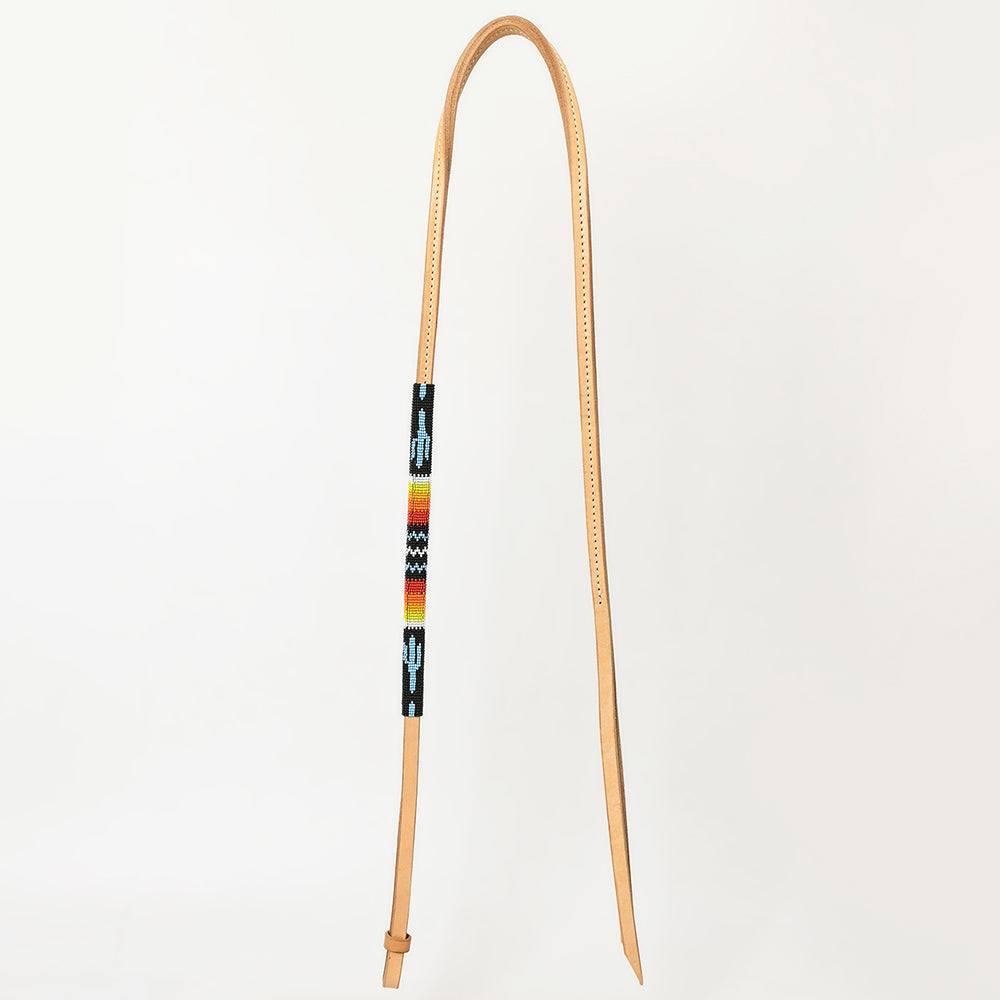 5 Ft Hilason Western Horse Beautiful Beaded Overlay American Leather Whip Tan