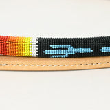 5 Ft Hilason Western Horse Beautiful Beaded Overlay American Leather Whip Tan