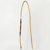 5 Ft Hilason Western Horse Beautiful Beaded Overlay American Leather Whip Tan
