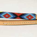 5 Ft Hilason Western Horse Beautiful Beaded Overlay American Leather Whip Tan