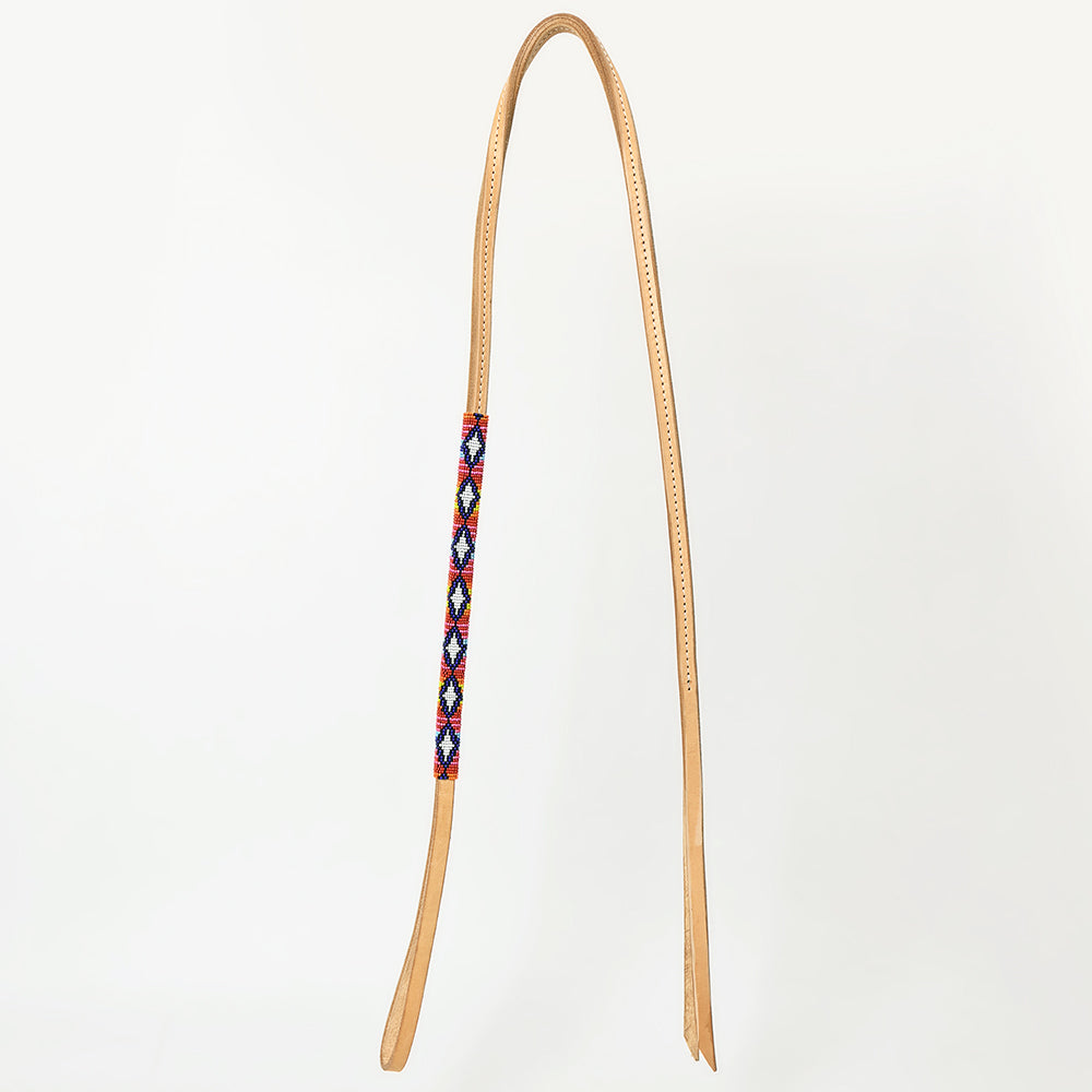 5 Ft Hilason Western Horse Beautiful Beaded Overlay American Leather Whip Tan