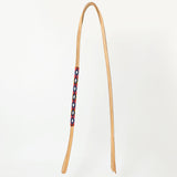 5 Ft Hilason Western Horse Beautiful Beaded Overlay American Leather Whip Tan