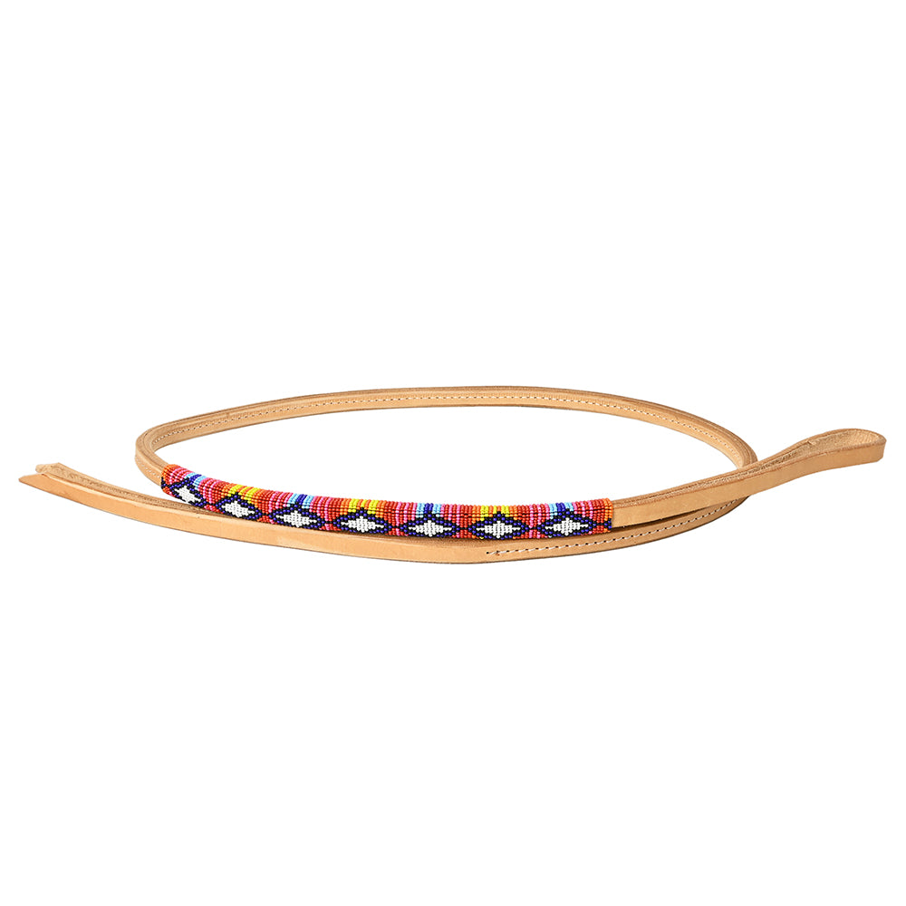 5 Ft Hilason Western Horse Beautiful Beaded Overlay American Leather Whip Tan