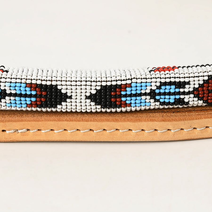 HILASON Western Horse Beautiful Beaded Overlay American Leather Whip | Equestrian Whips Riding Rope Tan Color (5 Ft)