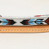 5 Ft Hilason Western Horse Beautiful Beaded Overlay American Leather Whip Tan
