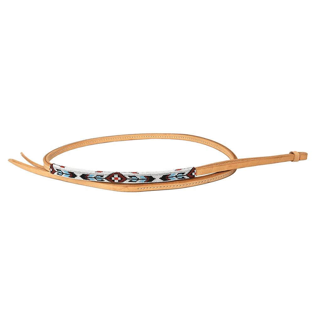 5 Ft Hilason Western Horse Beautiful Beaded Overlay American Leather Whip Tan