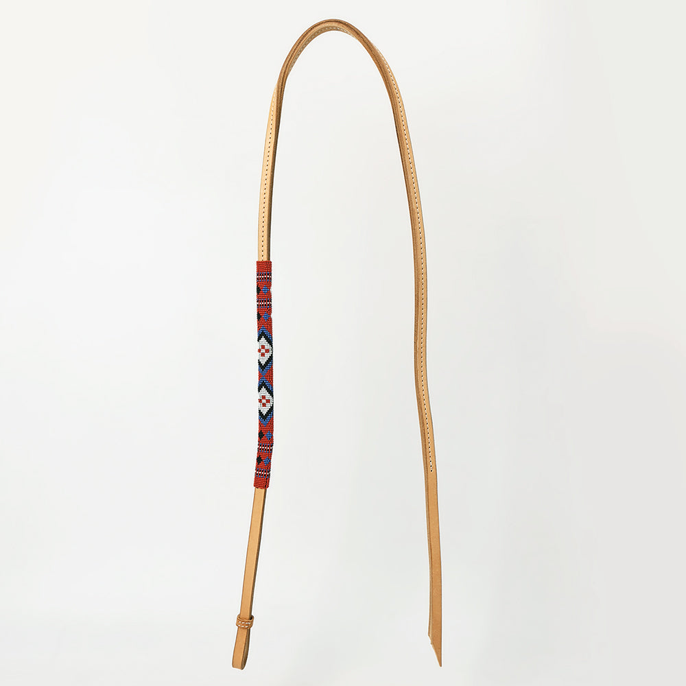 5 Ft Hilason Western Horse Beautiful Beaded Overlay American Leather Whip Tan