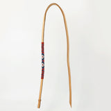 5 Ft Hilason Western Horse Beautiful Beaded Overlay American Leather Whip Tan