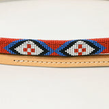 5 Ft Hilason Western Horse Beautiful Beaded Overlay American Leather Whip Tan