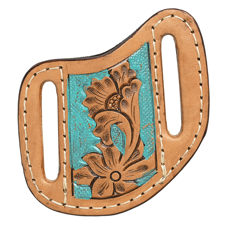 Medium Hilason Western Horse Geniune Leather Floral Design Knife Holder Tan - Uhorse