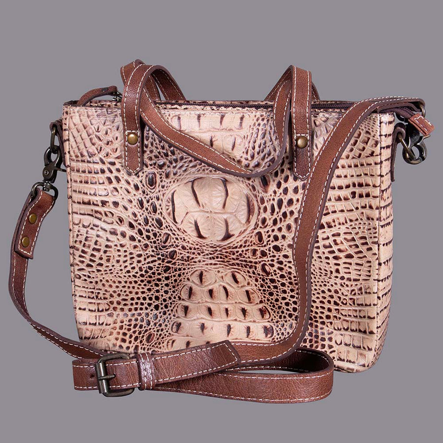 American Darling Western Crocodile Embossed Women Genuine Leather Handbag Purse Bag