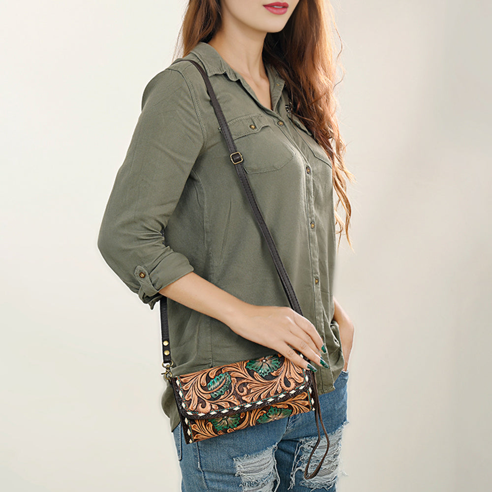 American Darling Clutch Hand Tooled Genuine Leather Western Women Bag Handbag Purse | Purses for Cute