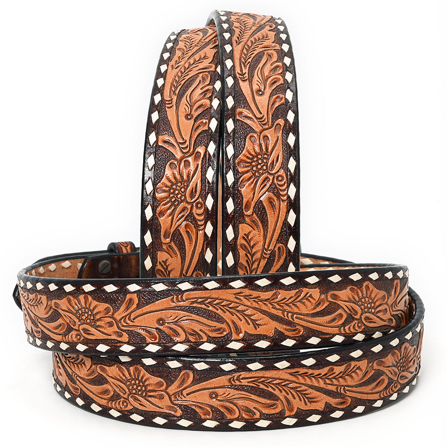 American Darling Beautifully Hand Tooled Brown Genuine Leather Apparel Belt Men and Women