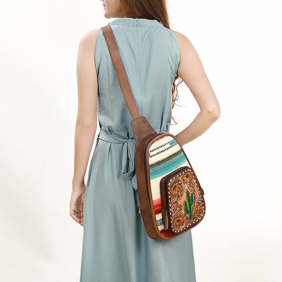 American Darling Sling Hand Tooled Hair-On Genuine Leather Western Women Bag |Sling | for