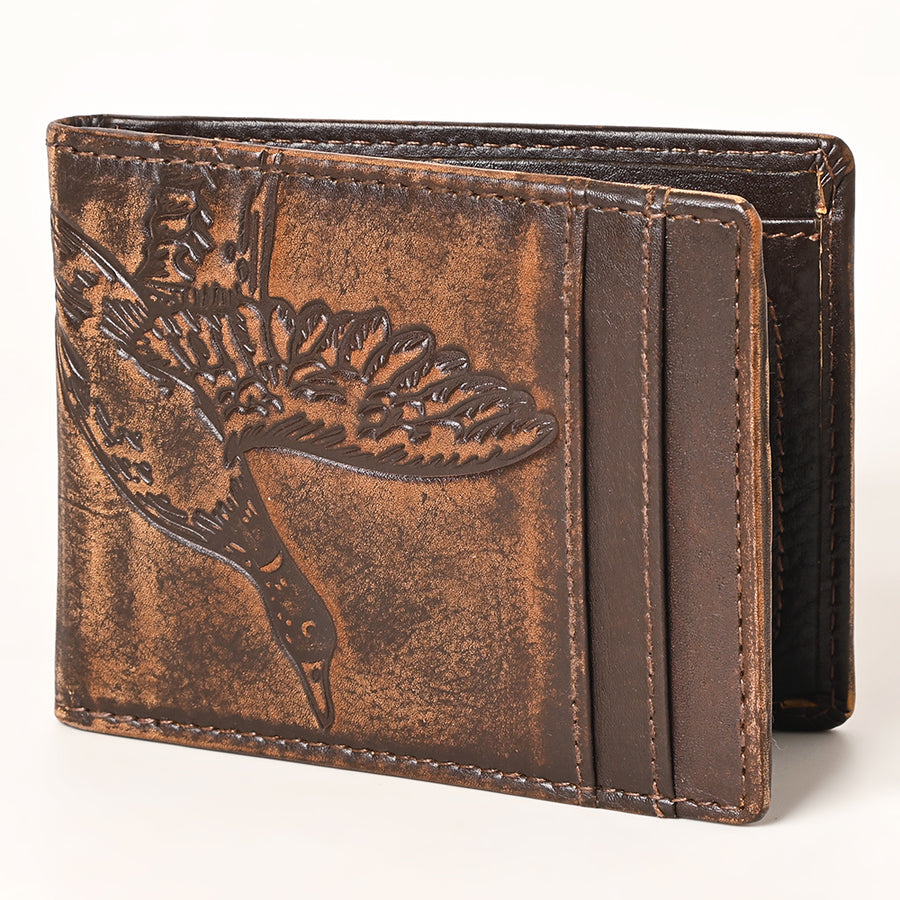 AMERICAN TANNER Genuine Leather Hand Burnished Bifold Wallet For Men Women H4 X W3.25 D0.5 - Uhorse