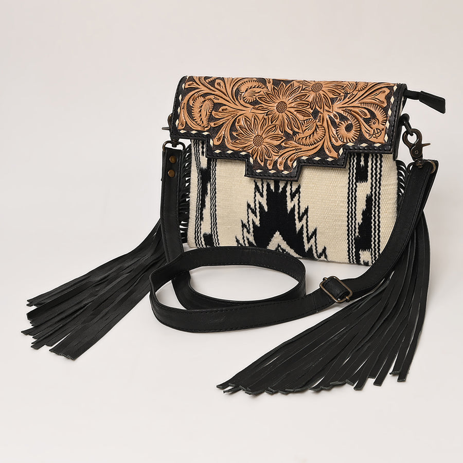 American Darling Hand Tooled Floral Carved and Saddle Blanket Western Cross body Bag - Uhorse