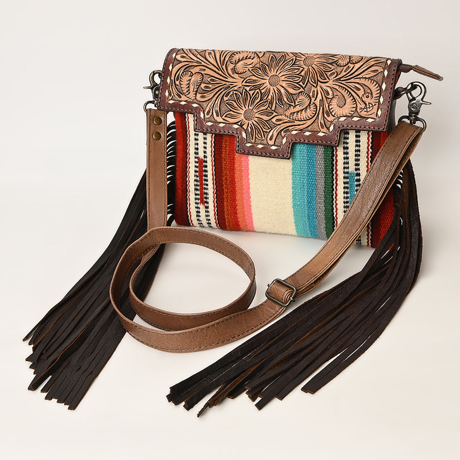 American Darling Hand Tooled Floral Carved and Saddle Blanket Western Cross body Bag - Uhorse
