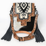 American Darling Cross Body Hand Tooled Saddle Blanket Hair On Genuine Leather Western Women Bag Handbag Purse Crossbody Cute