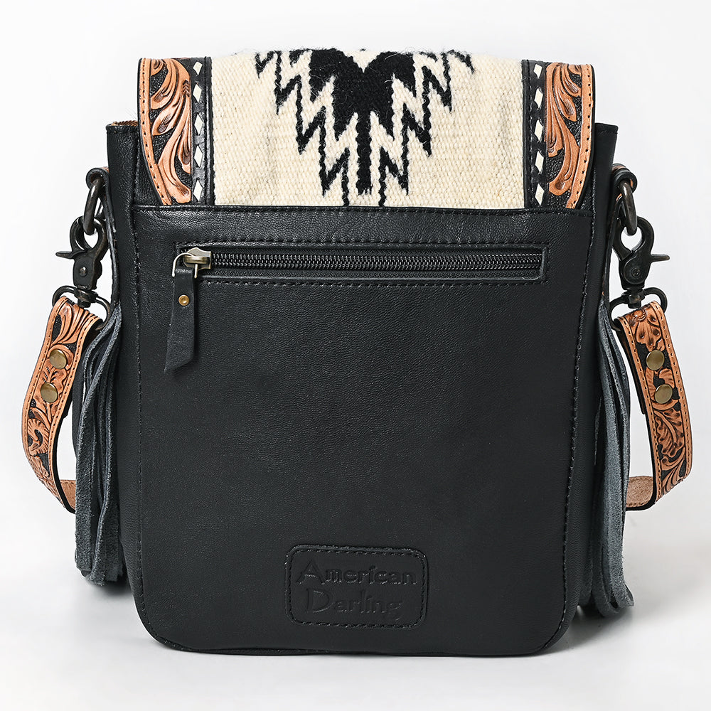 American Darling Cross Body Hand Tooled Saddle Blanket Hair On Genuine Leather Western Women Bag Handbag Purse Crossbody Cute