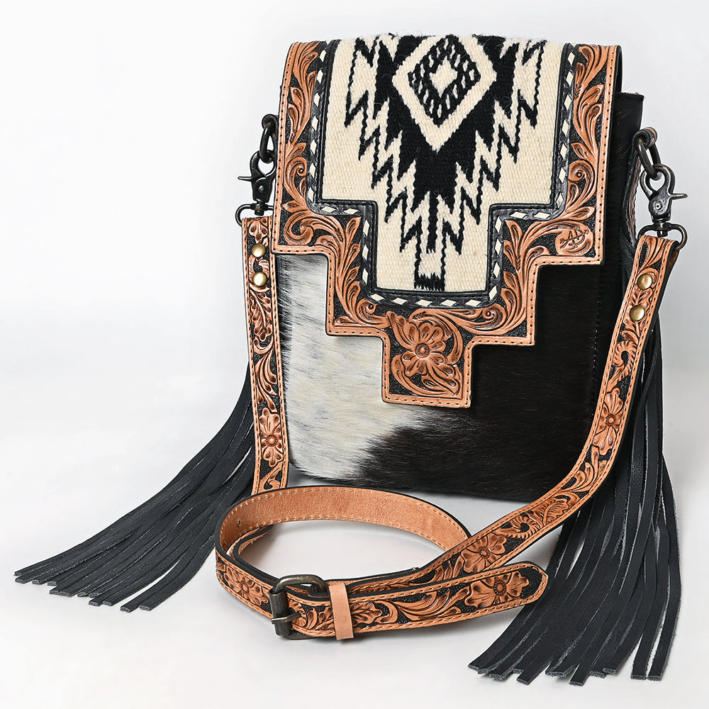 American Darling Cross Body Hand Tooled Saddle Blanket Hair On Genuine Leather Western Women Bag Handbag Purse Crossbody Cute