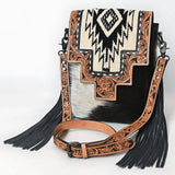 American Darling Cross Body Hand Tooled Saddle Blanket Hair On Genuine Leather Western Women Bag Handbag Purse Crossbody Cute